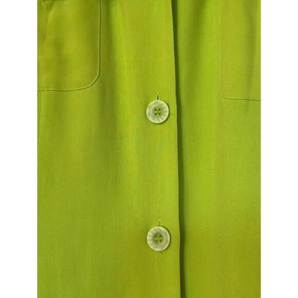 House of Fraser Collection 100% Silk Size 14 Vintage 70s Long Green Shirt Dress - Picture 4 of 8